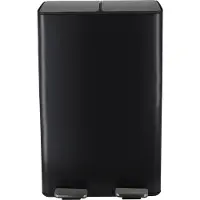 Spirella Poubelle Système de tri des déchets avec couvercle 60 L (2x30 litres) avec seau intérieur grandes poubelles Poubelle à pédale inox noir