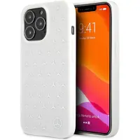 Mercedes Coque iPhone 13 Pro Max Argent Étoiles Blanches