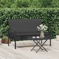 The Living Store Banc de jardin avec coussin noir 105 cm en polyrotin