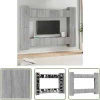 The Living Store 10 pcs. Ensemble de meubles TV Gris Sonoma Bois composite