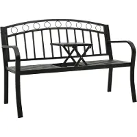 The Living Store Banc de jardin avec table Noir 120 cm Acier
