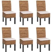 Mendler Lot De 6 Chaises M69, Banane Tressée Pieds Foncés, Avec Coussins