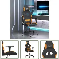 The Living Store Fauteuil gaming Noir et orange Tissu