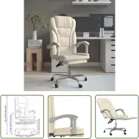 The Living Store Chaise de bureau avec fonction chaise longue Crème Similicuir