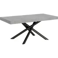 Itamoby - Table extensible 180/284x90 cm Famas gris béton pieds anthracite