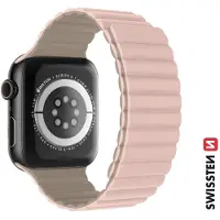 Swissten Silicone Band for Apple Watch - Magnetic 38/40/41 mm Pink/Cappuccino (Silicone), Sangles de montre, Pink