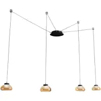 FABAS LUCE Lustre Suspendu Arabella Led En Métal Et Verre Soufflé Ambré 3547-49-125