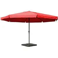 Mendler Parasol En Aluminium Meran Pro, Gastronomie, Marché, Avec Volant, Ø 5m Bordeaux Avec Pied