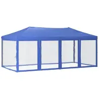 Syfax Tente de réception pliable avec parois Bleu 3x6 m