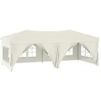 Syfax Tente de réception pliable avec parois Crème 3x6 m