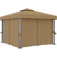 Syfax Tonnelle avec rideau 3x3 m Taupe Aluminium
