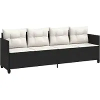 Syfax Chaise longue avec coussins noir résine tressée