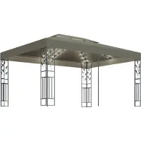 Syfax Tonnelle avec double toit et lumières LED 3x4 m Taupe