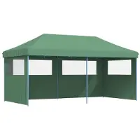 Syfax Tente de réception pliable escamotable 3 parois latérales vert