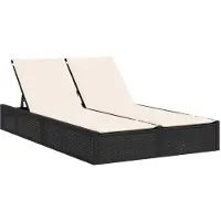 Syfax Chaise longue double avec coussins noir résine tressée