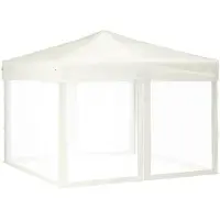 Syfax Tente de réception pliable avec parois Crème 3x3 m