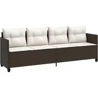 Syfax Chaise longue avec coussins marron résine tressée
