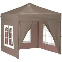Syfax Tente de réception pliable avec parois Taupe 2x2 m