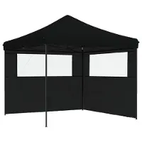 Syfax Tente de réception pliable escamotable 2 parois latérales noir