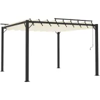 Syfax Tonnelle avec toit à persienne 3x3 m Crème Tissu et aluminium