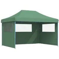 Syfax Tente de réception pliable escamotable 3 parois latérales vert
