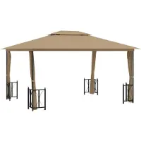 Syfax Tonnelle avec parois et toit double 3x4 m Taupe