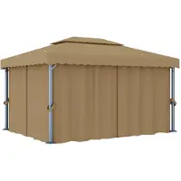 Syfax Tonnelle avec rideau 4x3 m Taupe Aluminium