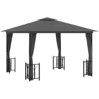 Syfax Tonnelle avec parois et toit double 3x3 m Anthracite