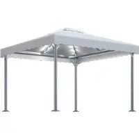 Syfax Tonnelle avec guirlande lumineuse LED 300x300cm Crème Aluminium