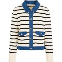 Morgan's Pomade Cardigan marine / bleu denim / blanc cassé