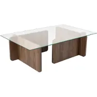 Skye Decor , Flavio - Noyer, table basse, noyer, verre trempé à 100 %, 105 x 65 x 30