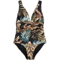 Next Maillot de bain modelant umbra / pétrole / noir / blanc cassé