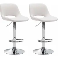 CLP 2x Tabouret de bar Camden - tissu, chrome - Crème