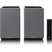 Lenco SPB-240BKGY - Ensemble de 2 enceintes stéréo Bluetooth HiFi - Un son puissant dans un design élégant - Noir/gris