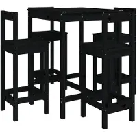vidaXL Ensemble bar de jardin 5 pièces noir pin massif
