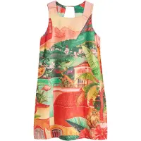 Next Robe vert gazon / orange / rose / rouge clair