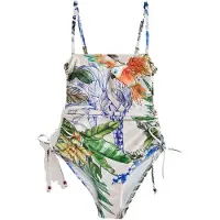 Next Maillot de bain modelant bleu roi / vert / orange / blanc
