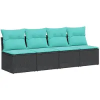 vidaXL Canapé de jardin avec coussins 4 places noir poly rotin