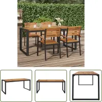 The Living Store Table de jardin avec piètement en U 180x90x75 cm en bois massif d'acacia