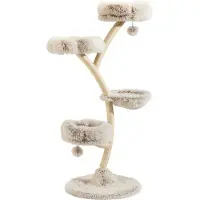 Fudajo Arbre à chat design 59 x 59 x 155 cm, arbre à chat avec peluche et sisal, arbre à grimper pour chats, arbre à chat avec balles