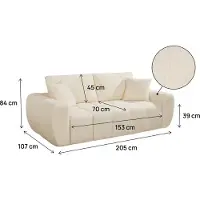 HABITAT ET JARDIN Canapé droit en tissu style bubble "Léonie" - 3 places - Beige
