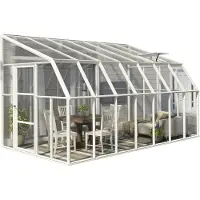 RION Serre plastique adossée Sun Room 47 blanche 446x258x266 cm