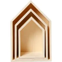 Creativ Company Maisons en bois avec crochet de suspension, 3pcs.