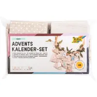Folia 64121 Set de calendrier de l'Avent BASIC, sac en tissu, 49 pièces