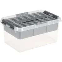 Sunware Q-Line Opbergbox met Inzet 6L Transparant/Grijs