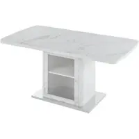 MODFU Table de conférence avec pieds en forme d'aile, table à manger au design extensible et pieds réglables, blanche