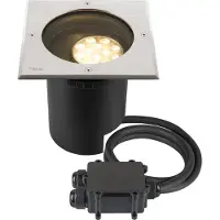 SLV 1009169 DASAR L Luminaire encastré au sol LED 3000 K, acier inoxydable/noir, IP65/IP67, carré, DALI (IP65, IP67)