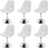 Mendler 6x chaise de salle à manger Cascina, fauteuil pitovante, chrome similicuir blanc