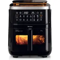 Ariete 4636 Friteuse à air avec fonction vapeur Grill, 1700W, Fonction séchage, 10 fonctions de cuisson, Panier transparent, Minuterie, Éclairage intérieur, Noir