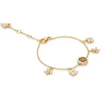 GUESS Secret Garden Flower Charms Bracelet, (Acier inoxydable, Verre, Zircone)